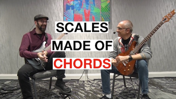 Guitar player doing scale harmonization exercise